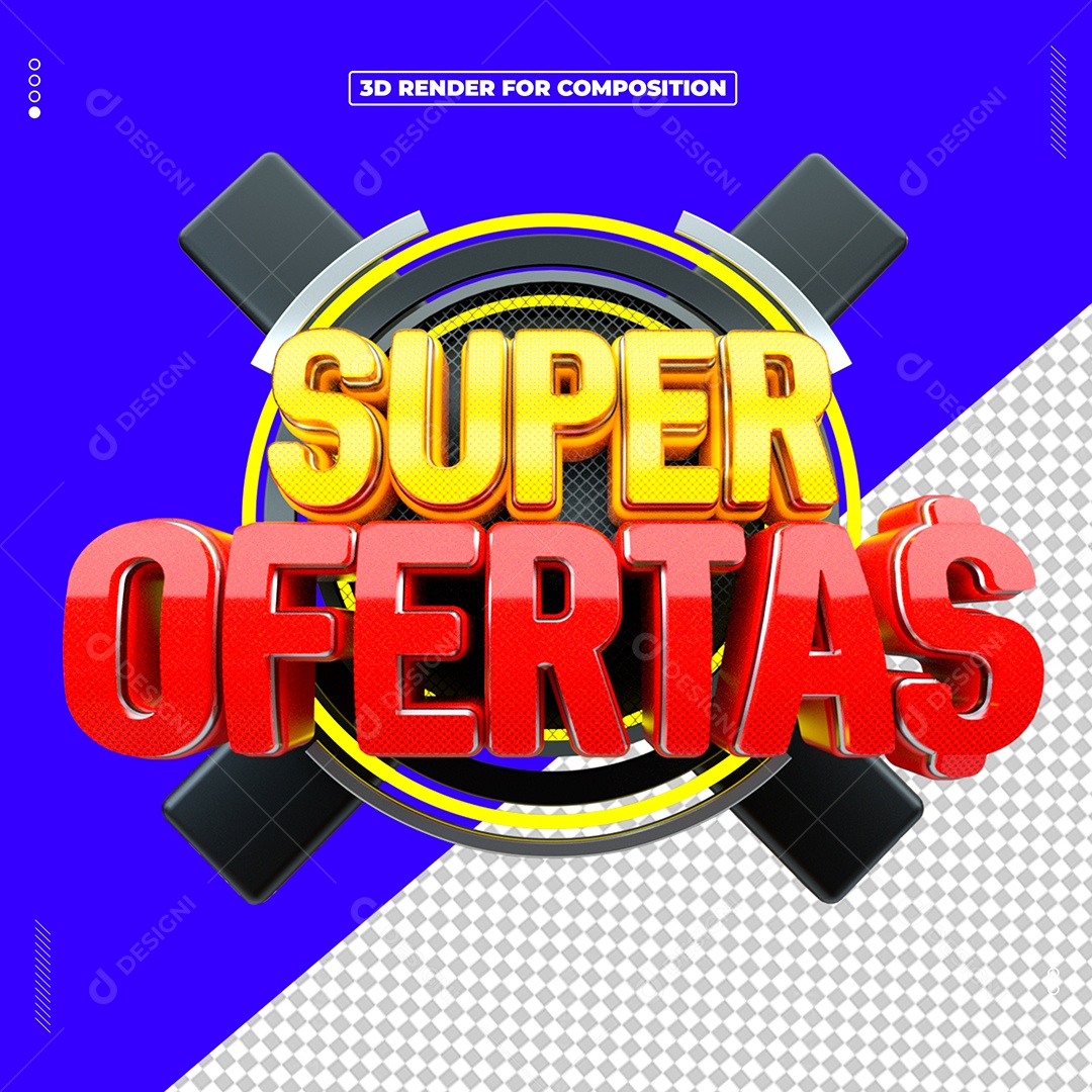 Selo 3D Super Oferta para Composição PSD
