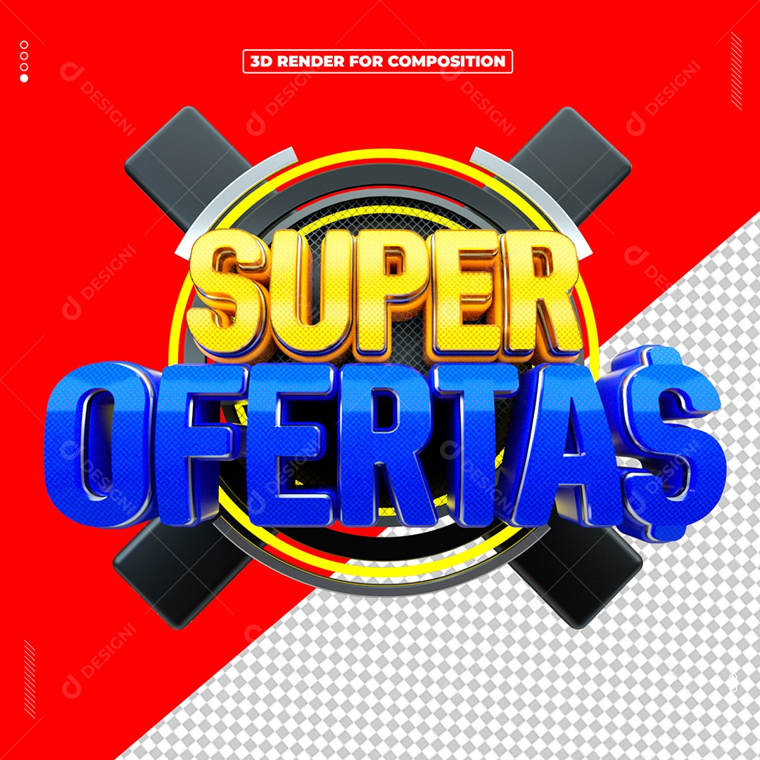 Selo 3D Mega Oferta para Composição PSD