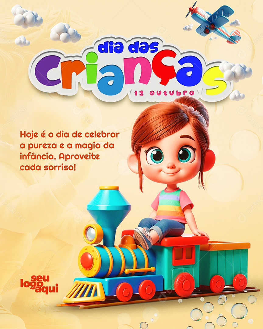 Dia Das Crianças 12 de Outubro Hoje é Dia de Celebrar a Pureza Social Media PSD Editável