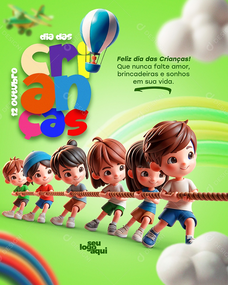 Feliz Dia das Crianças 12 de Outubro Social Media Editável