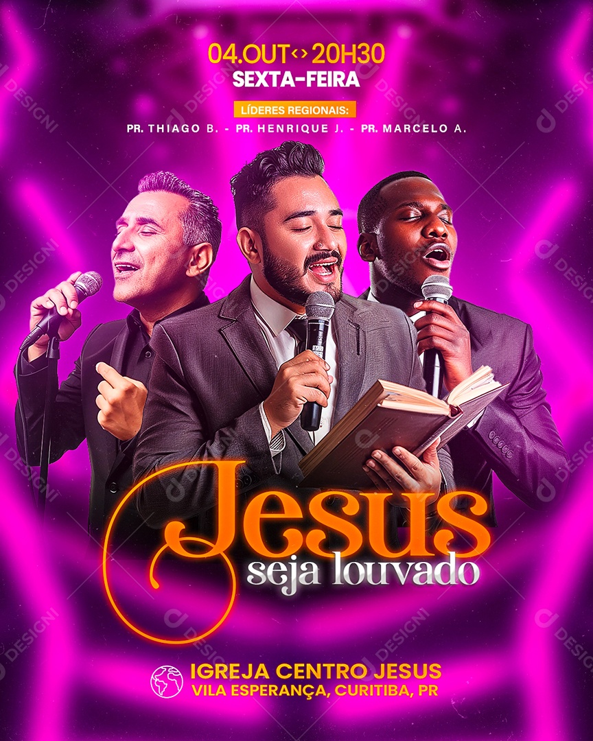 Flyer Gospel Jesus Seja Louvado Social Media PSD Editável