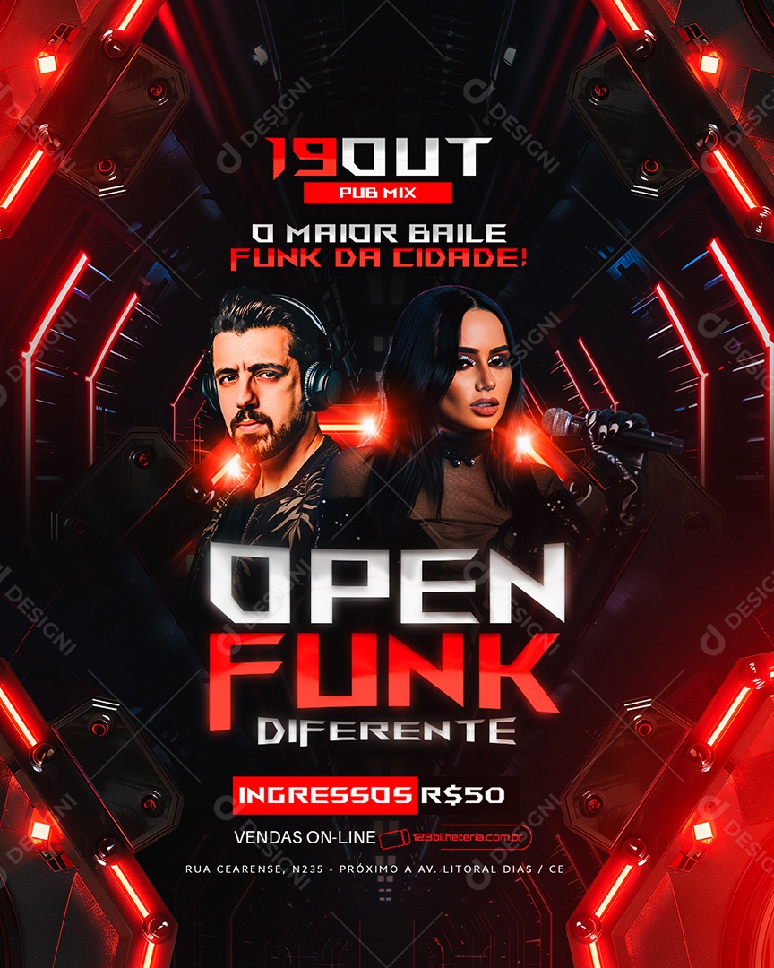 Flyer Open Funk Diferente Social Media PSD Editável