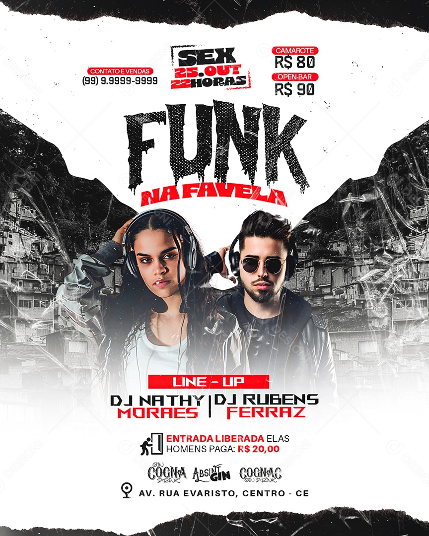 Flyer Funk Na Favela Social Media PSD Editável