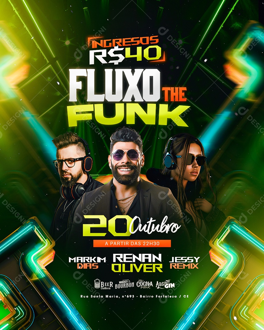 Flyer Fluxo The Funk Social Media PSD Editável