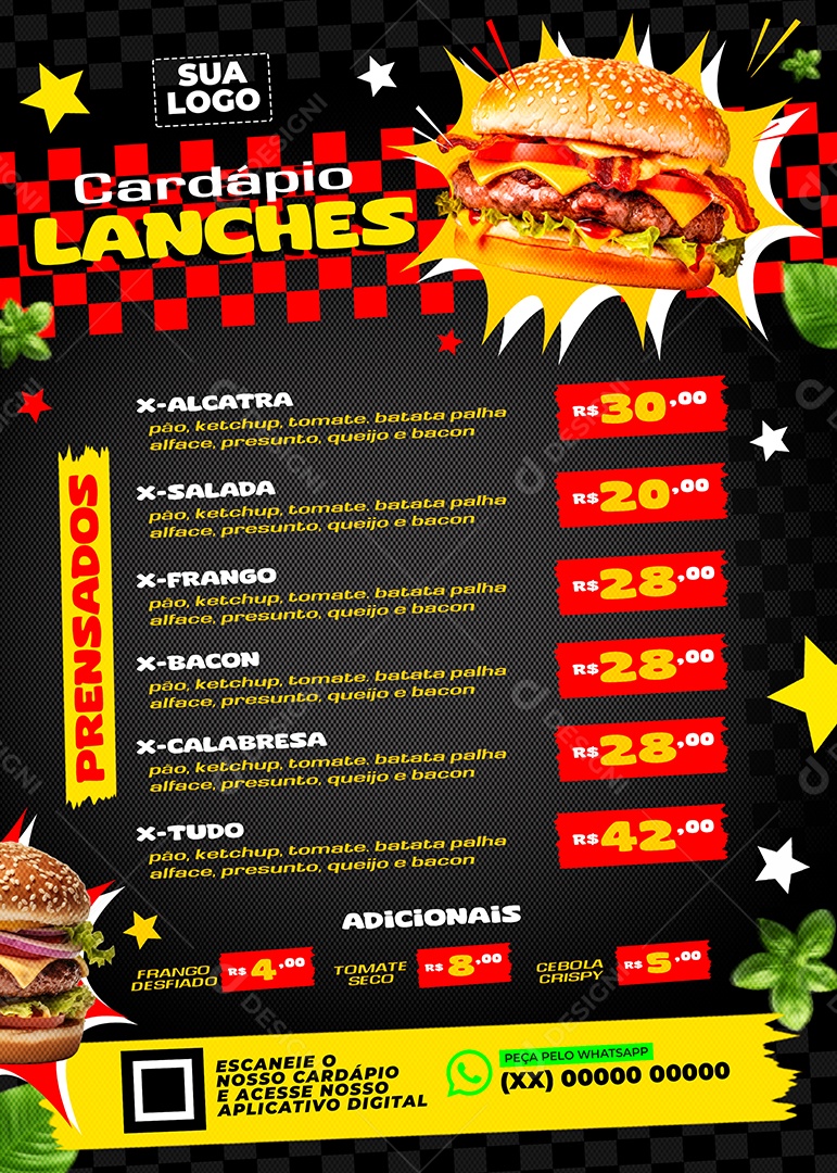 Hamburgueria Cardápio Social Media PSD Editável