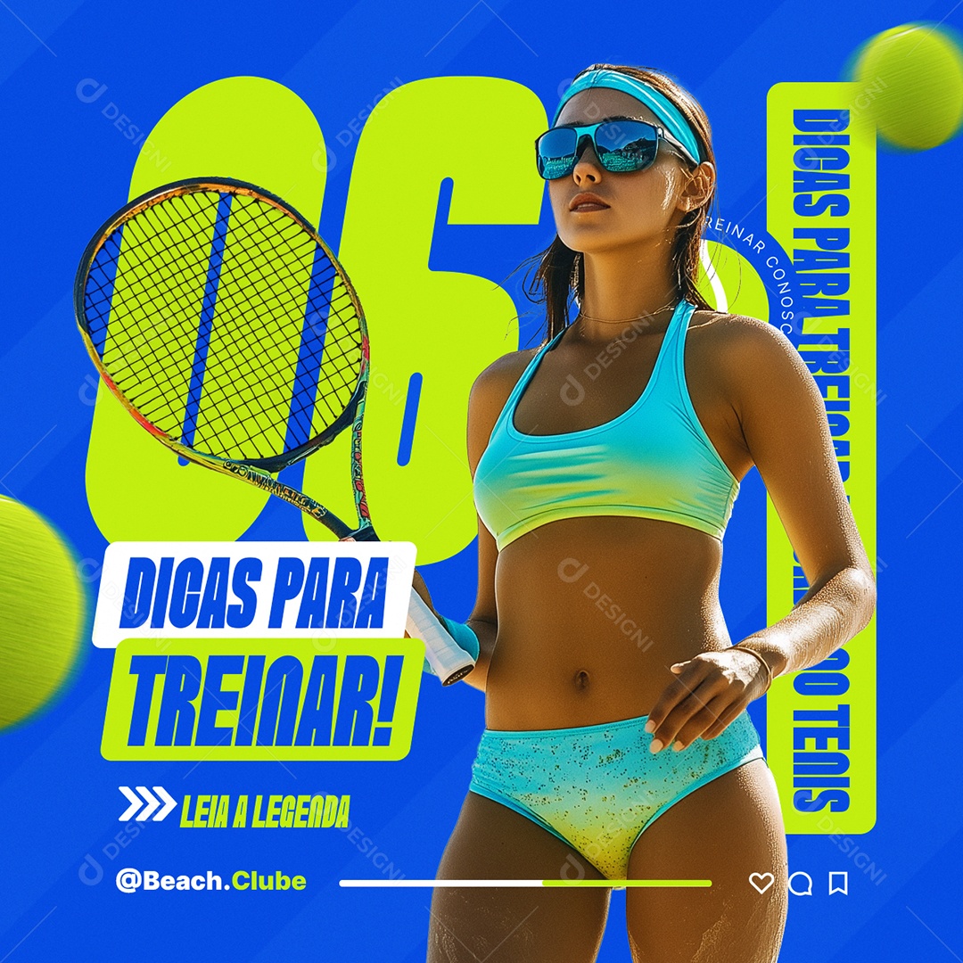 Beach Tennis Dicas para Treinar Social Media PSD Editável