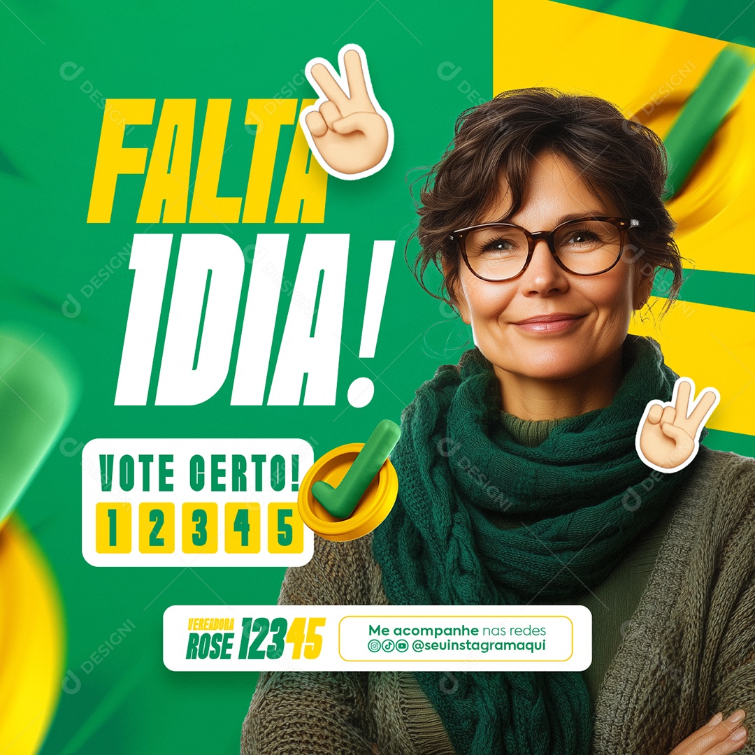 Eleições Política Vote Certo Vereadora Rose Social Media PSD Editável