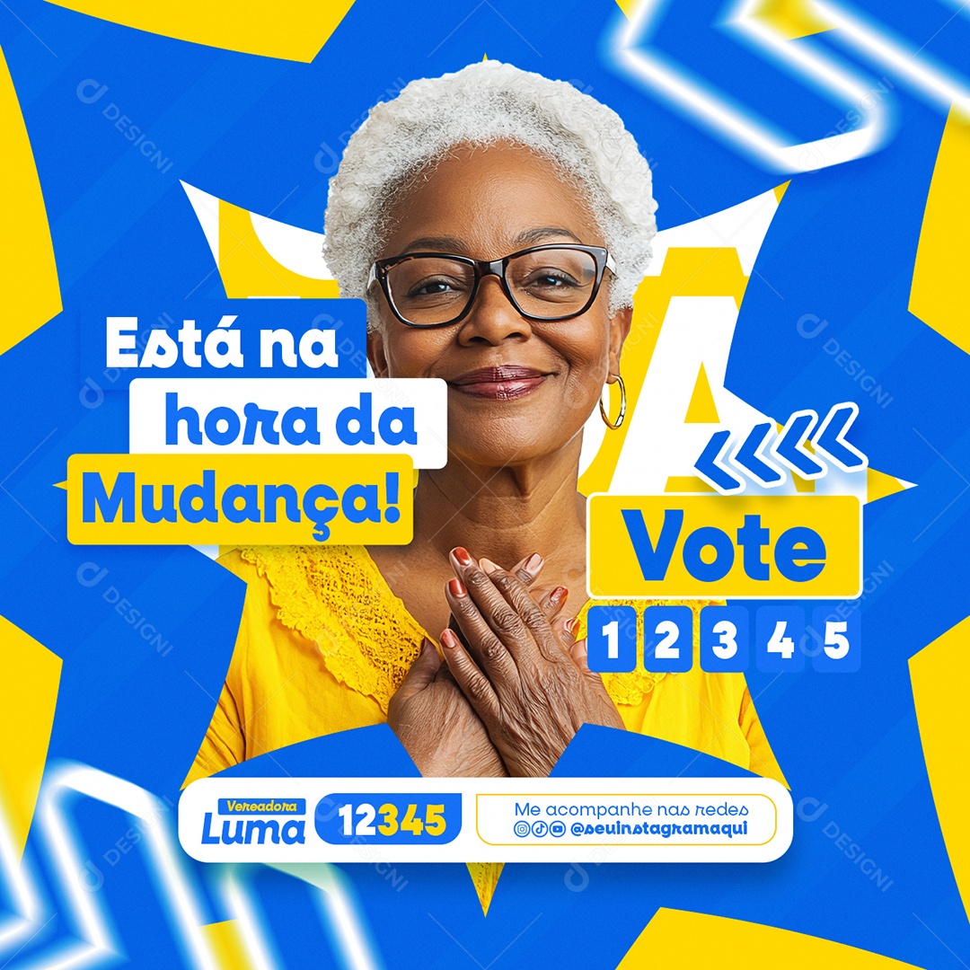 Eleições Política Está na Hora da Mudança Vereadora Luma Social Media PSD Editável