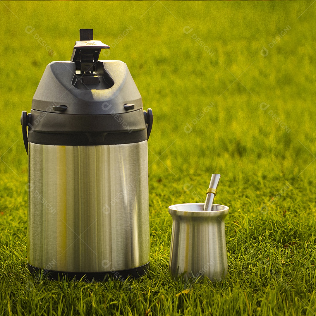 Kit tereré copo bomba garrafa térmica inox