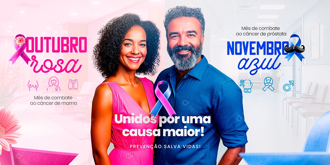 Carrossel Outubro Rosa e Novembro Azul Social Media PSD Editável