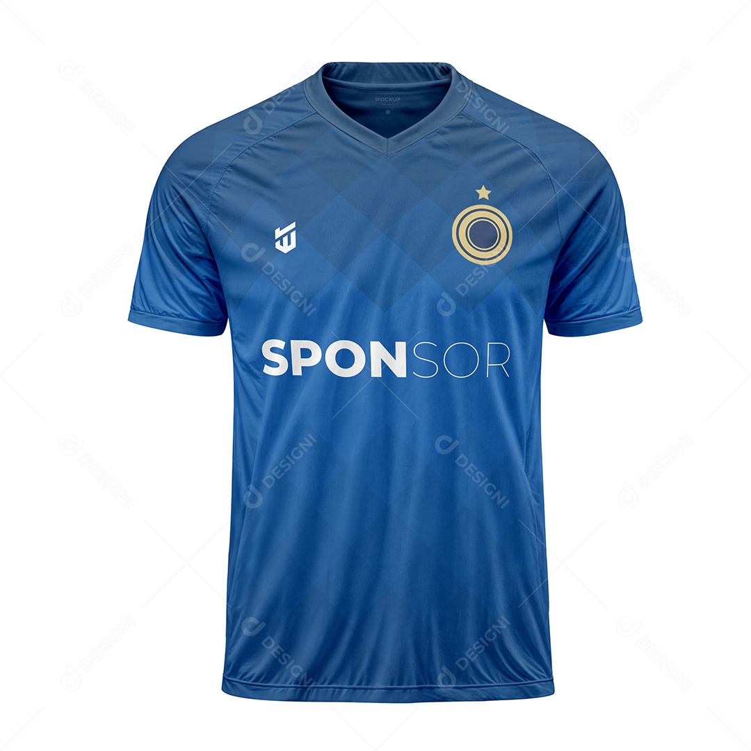 Camiseta de Futebol com Gola V Mockup PSD Editável