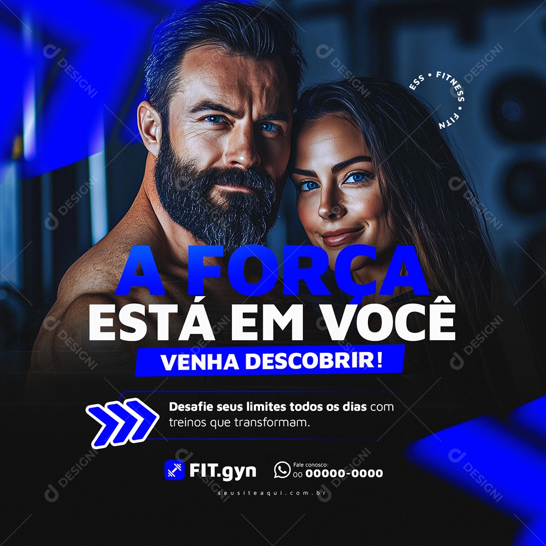 Academia A Força Está em Você Social Media PSD Editável