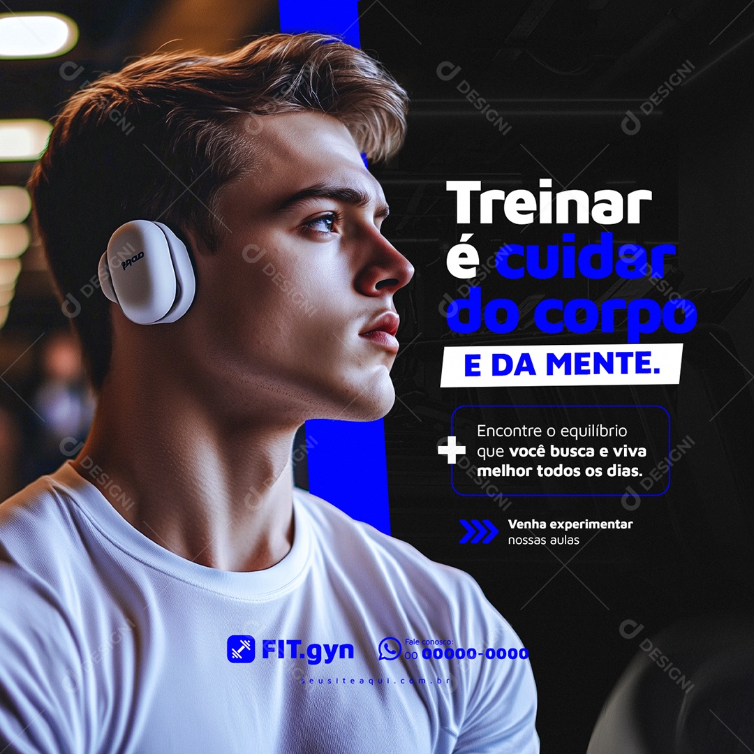 Academia Treinar é Cuidar do Corpo Social Media PSD Editável