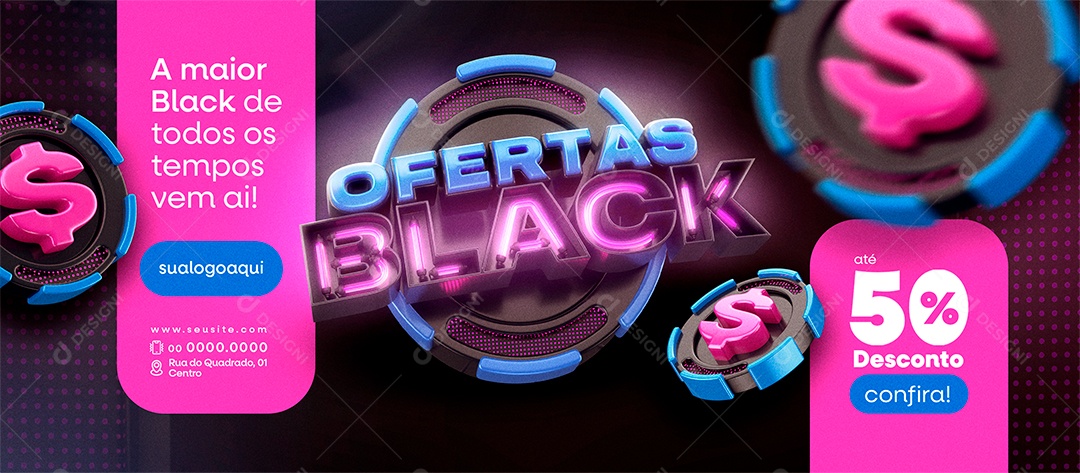 Banner Ofertas Black Social Media PSD Editável