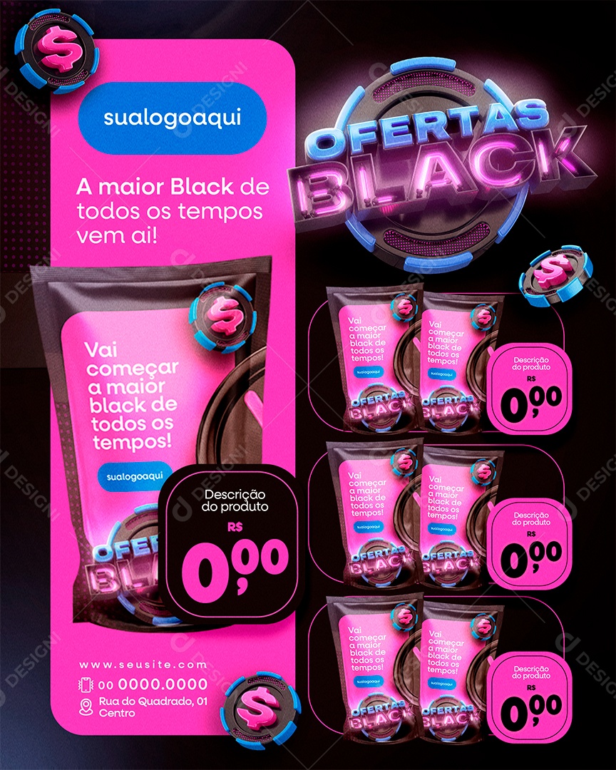 Ofertas Black Social Media PSD Editável