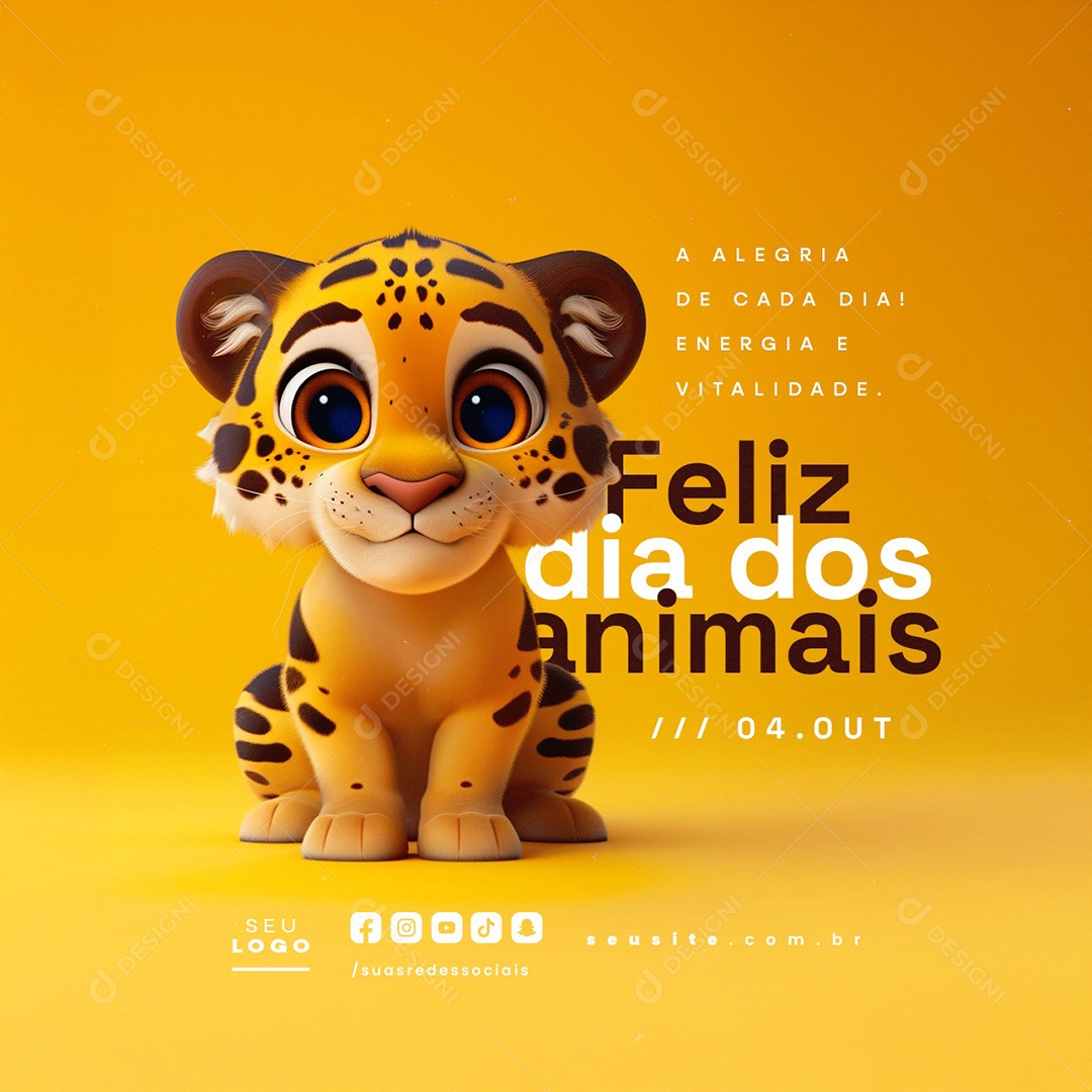 Feliz Dia dos Animais 04 de Outubro Social Media PSD Editável