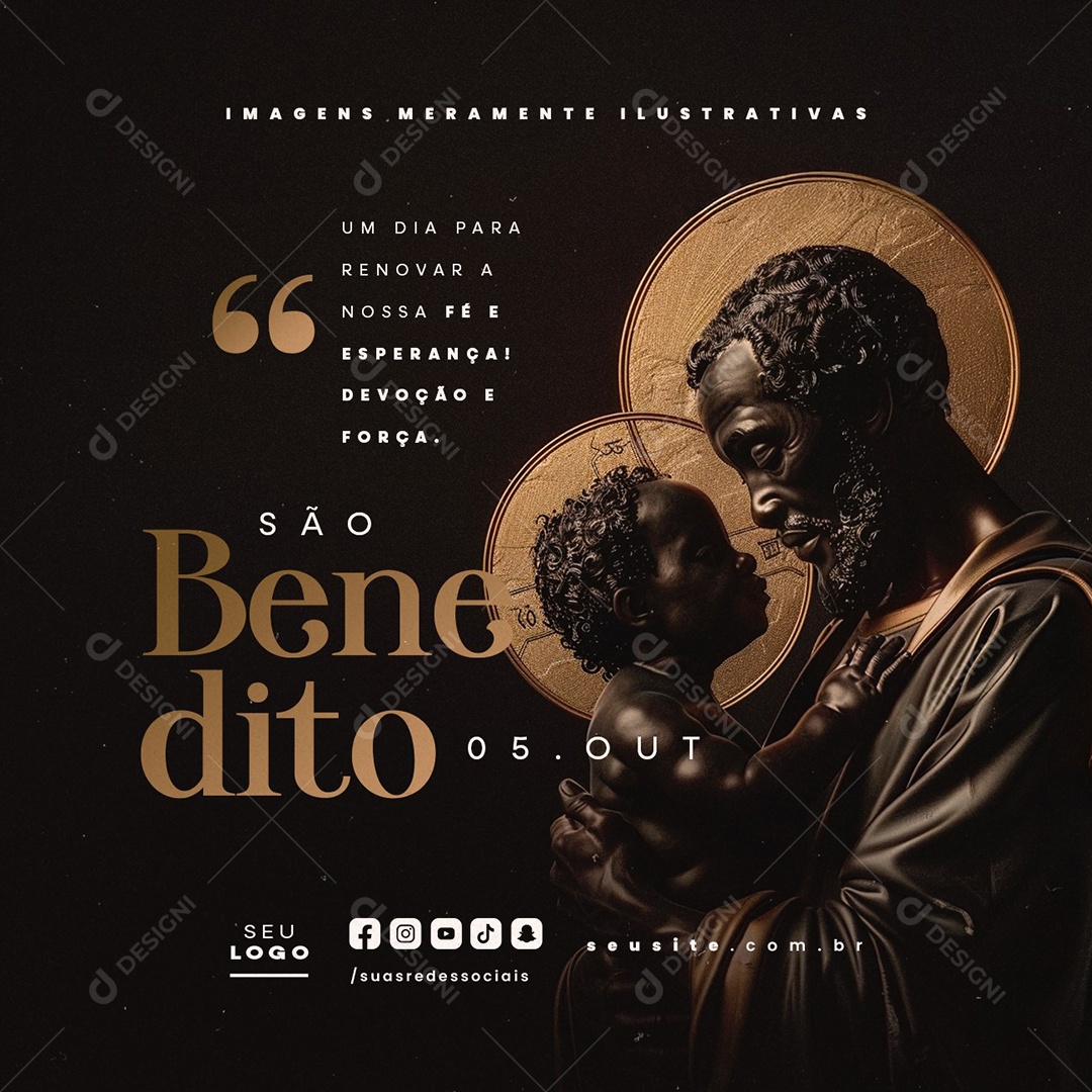 Dia de São Benedito 05 de Outubro Social Media PSD Editável