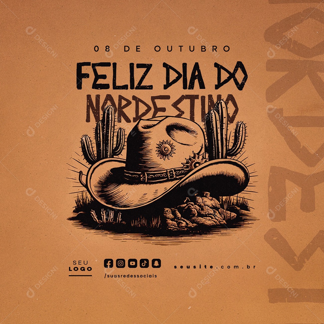 Feliz Dia do Nordestino 08 de Outubro Social Media PSD Editável