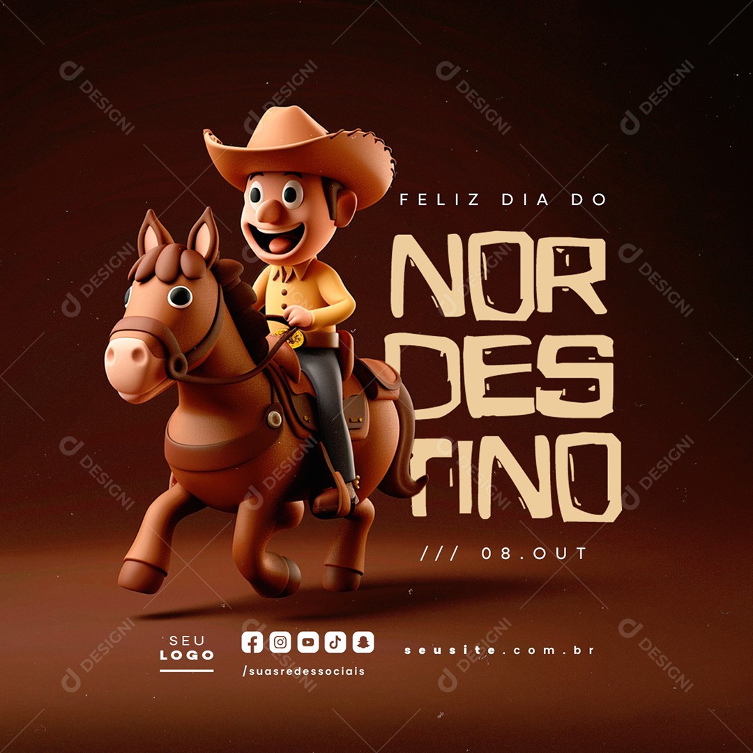 Feliz Dia do Nordestino 08 de Outubro Social Media PSD Editável