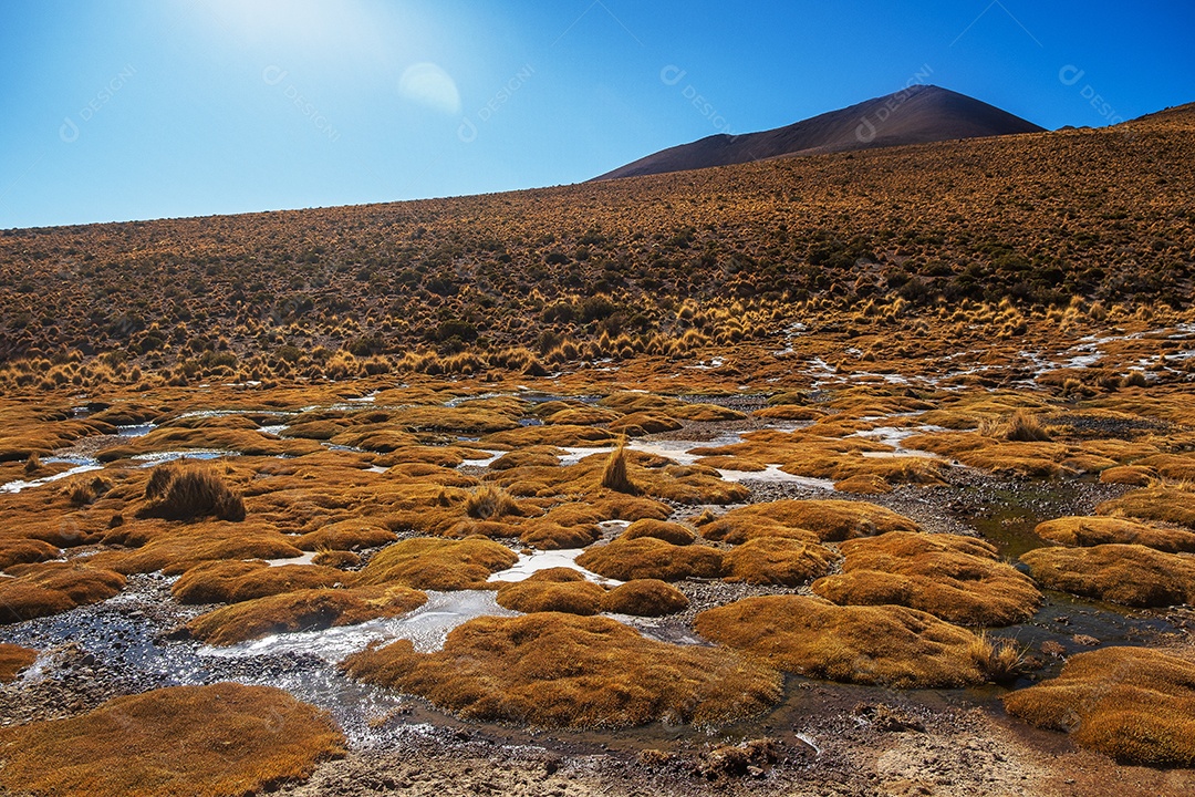Água congelando em montanha no deserto da Bolívia