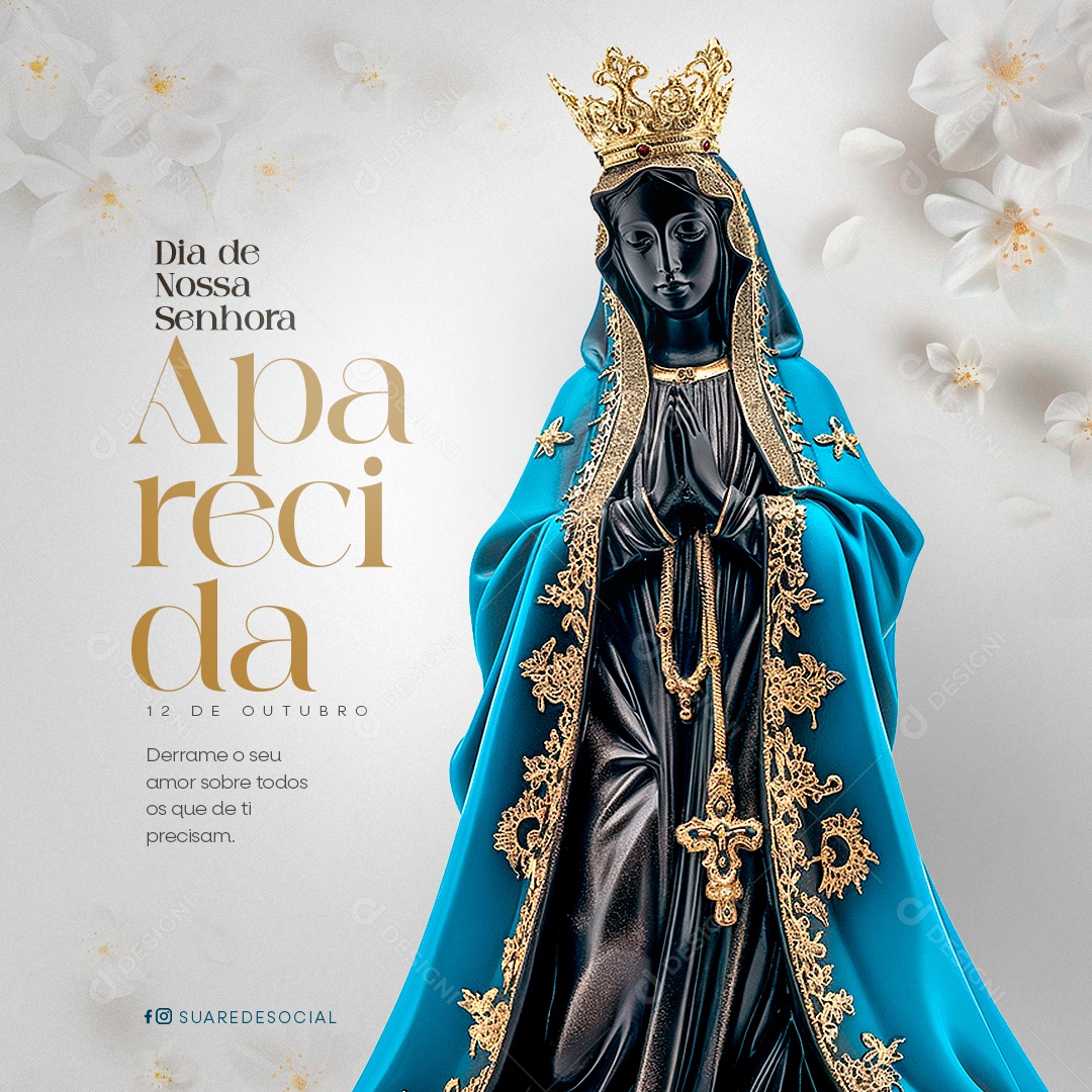 Dia de Nossa Senhora de Aparecida 12 de Outubro Social Media PSD Editável