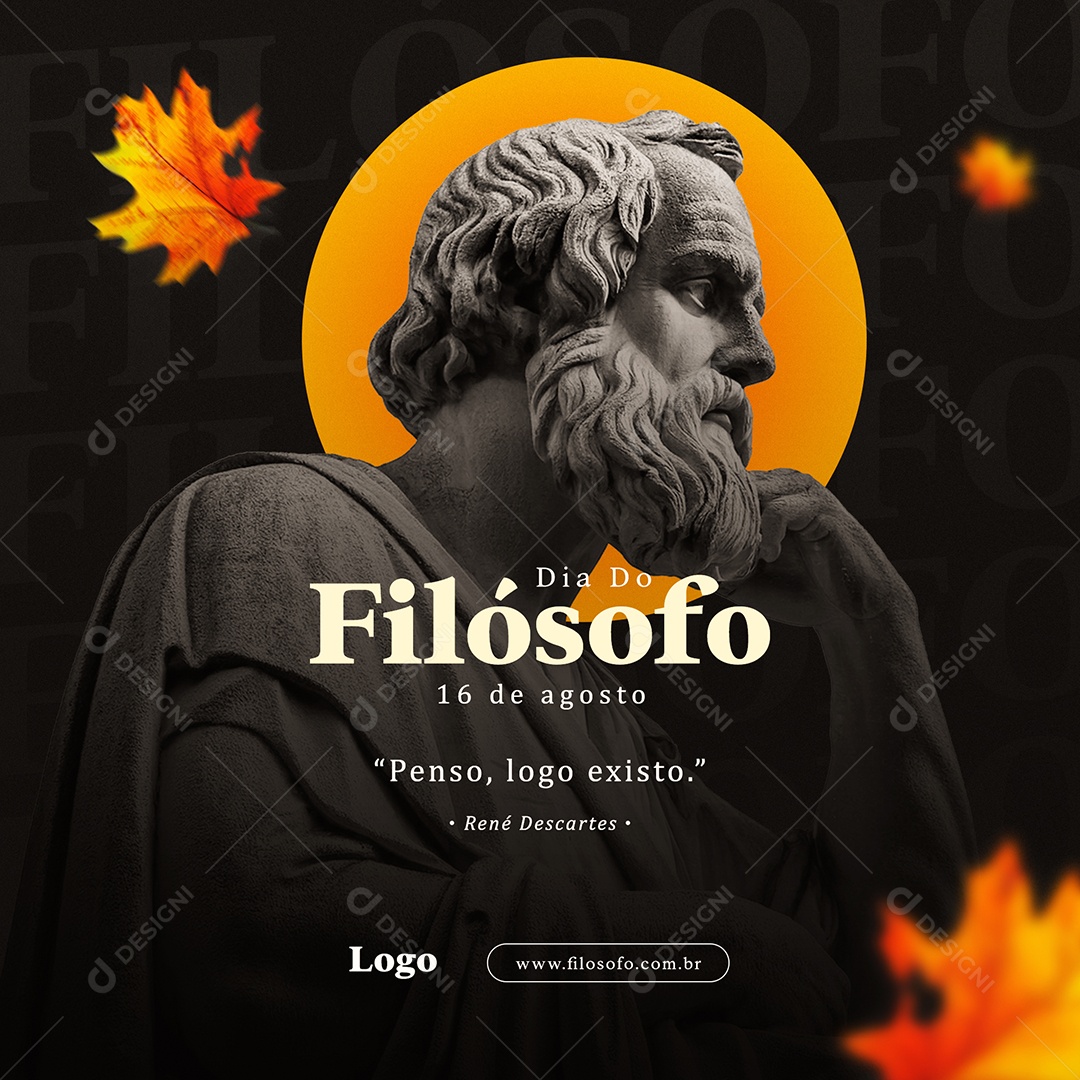 Dia do Filósofo 16 de Agosto O Eterno Aprendiz Social Media PSD Editável