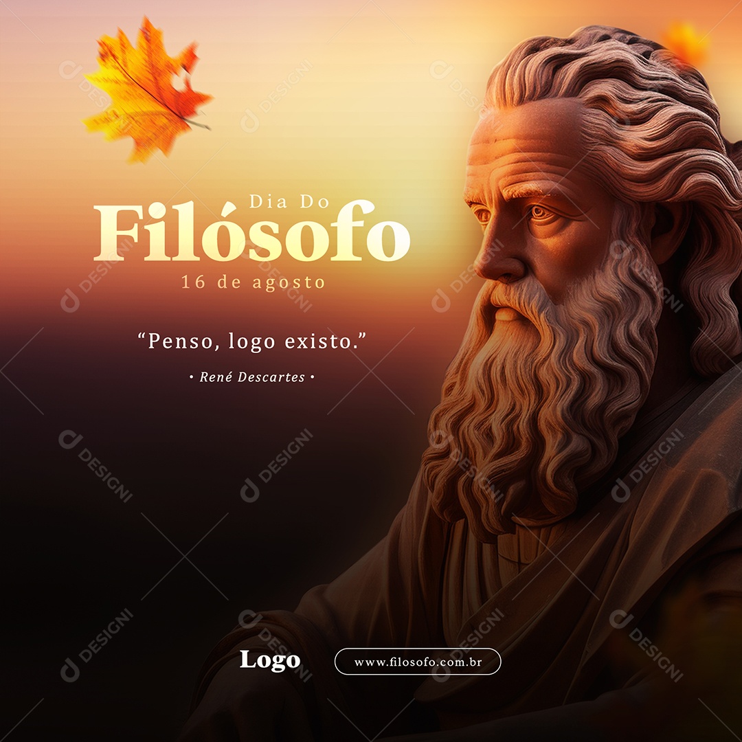 Dia do Filósofo 16 de Agosto Social Media PSD Editável