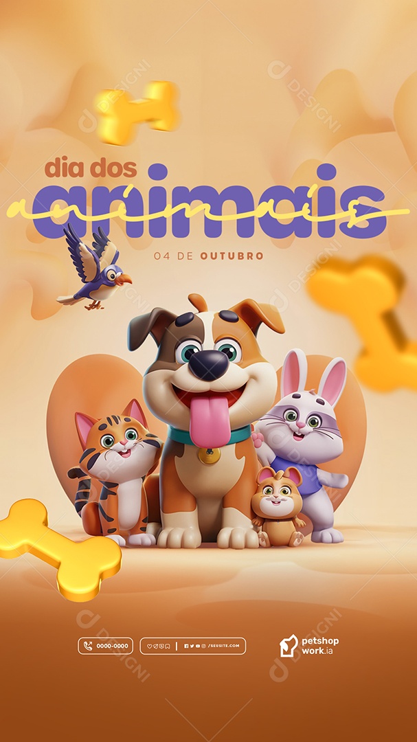 Story Social Media Dia dos Animais 04 de Outubro PSD Editável