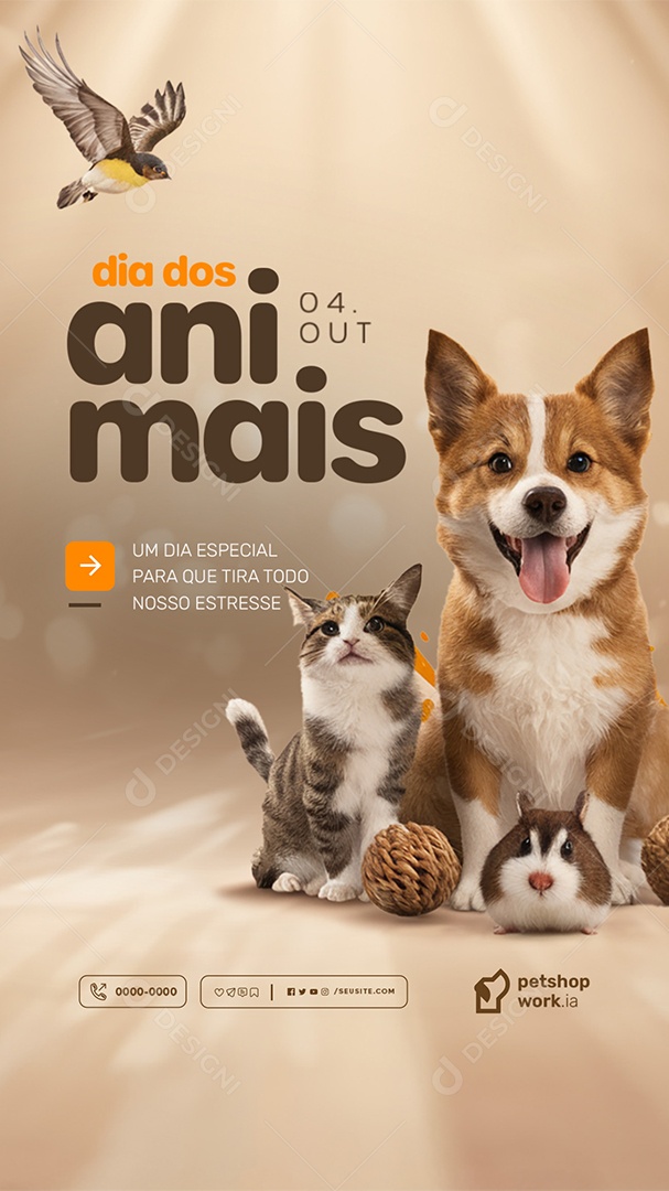 Story Dia dos Animais 04 de Outubro Um Dia Especial Social Media PSD Editável