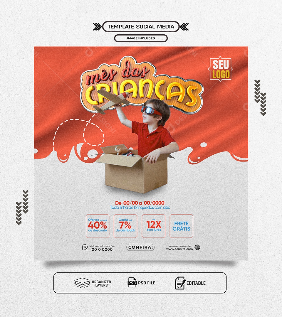 Loja Promoção dia das Crianças Social Media PSD Editável
