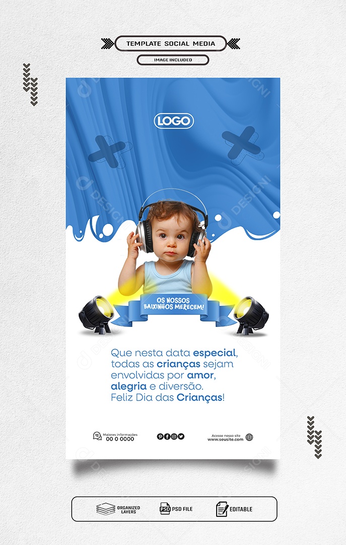 Feliz Dia das Crianças 12 de Outubro Social Media Editável