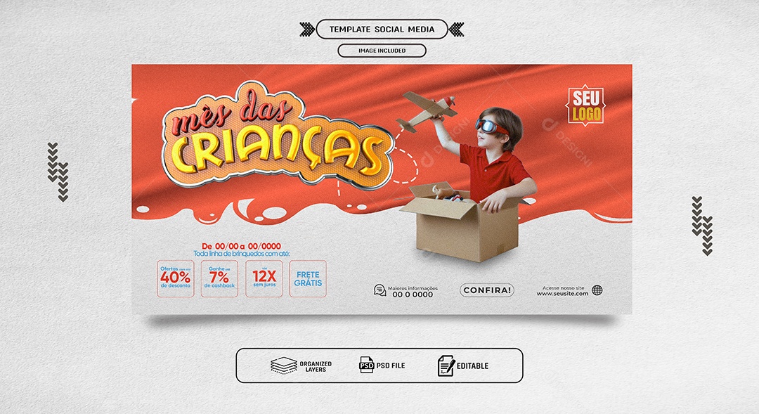 Loja Promoção dia das Crianças Social Media PSD Editável
