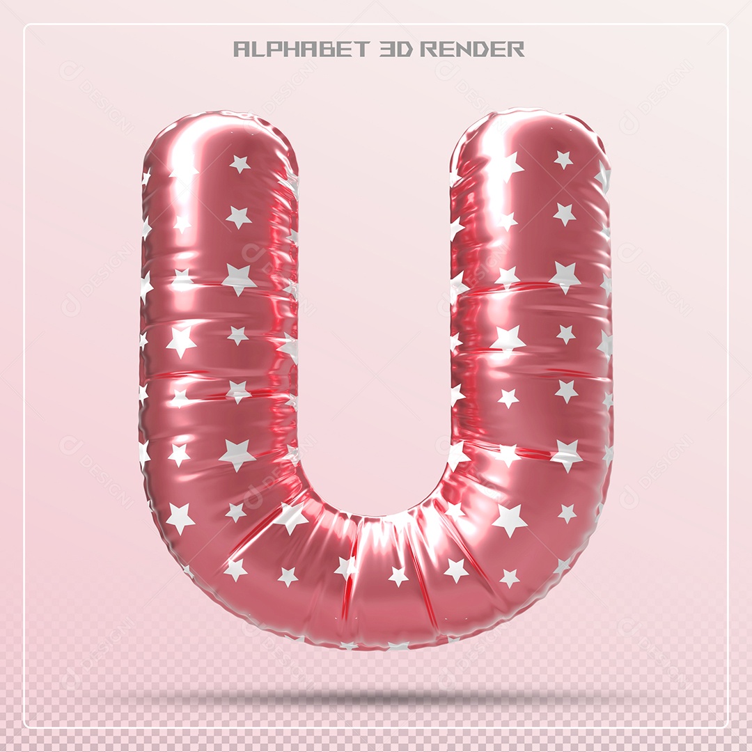 Letra 3D U Balão Vermelho Para Composição PSD