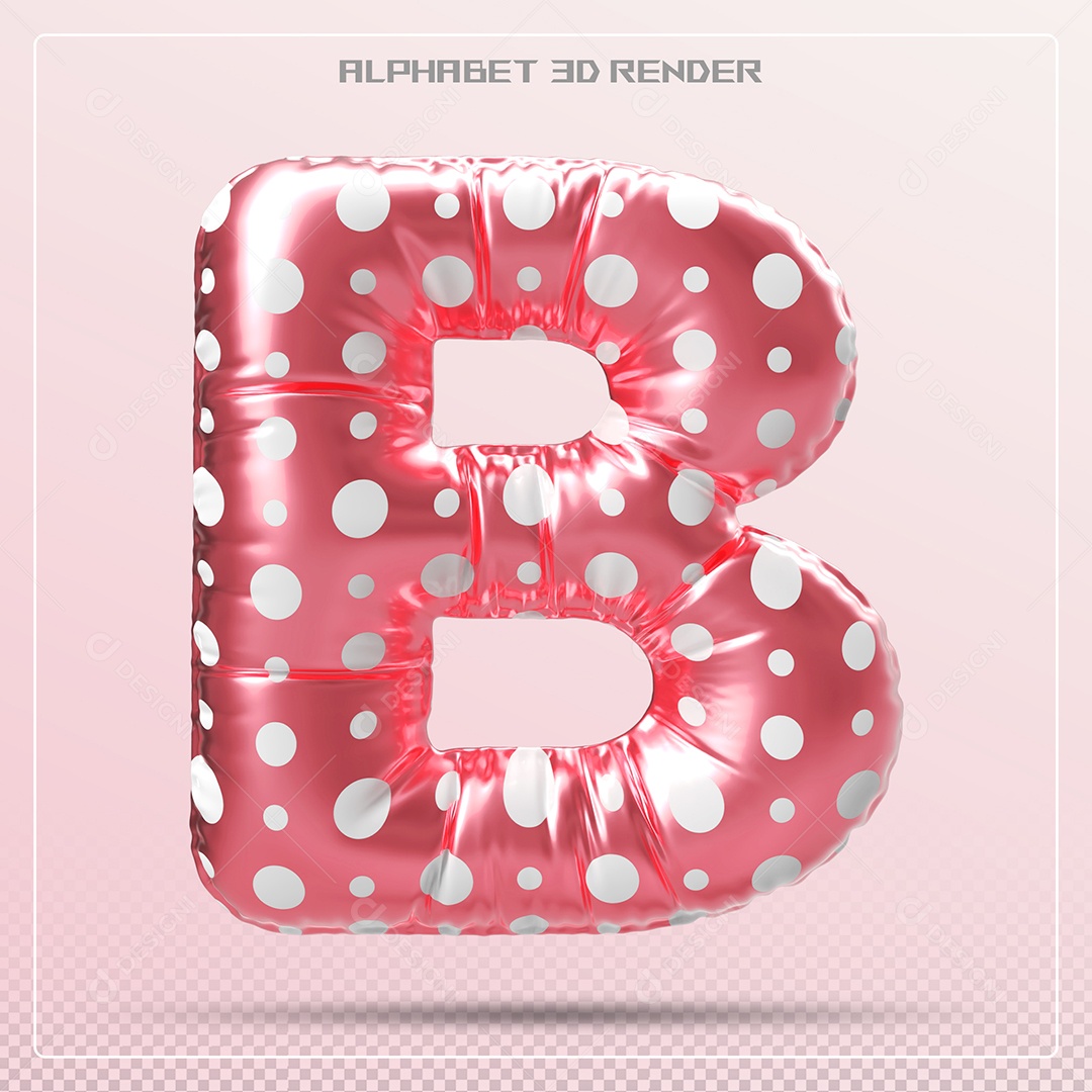 Letra 3D B Balão Vermelho Para Composição PSD