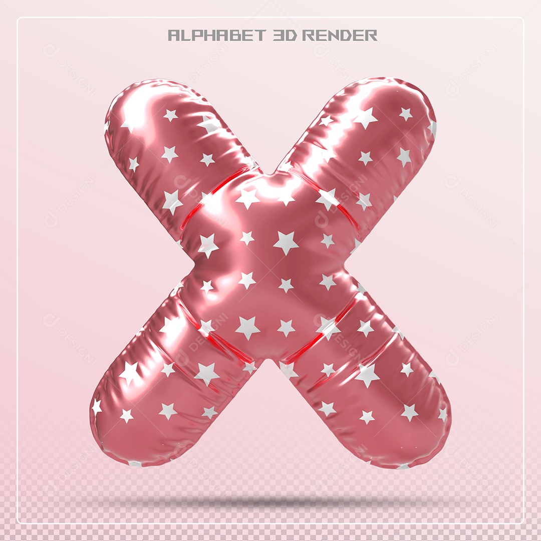 Letra 3D X Balão Vermelho Para Composição PSD
