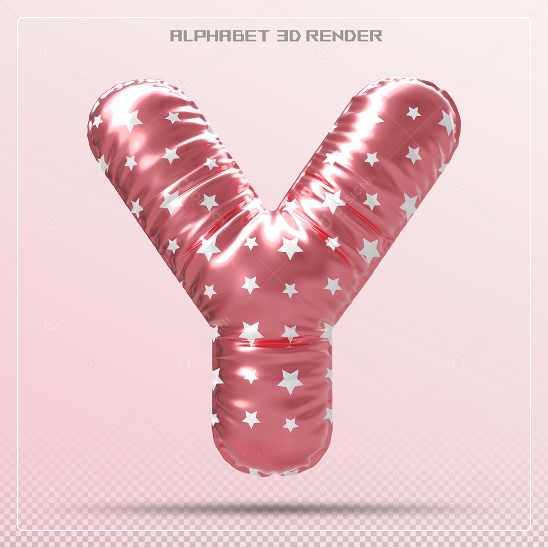 Letra 3D Y Balão Vermelho Para Composição PSD