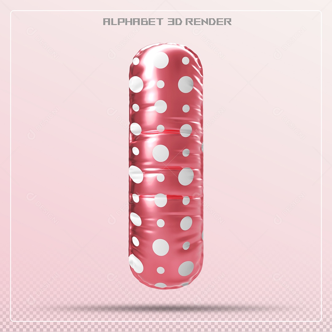 Letra 3D I Balão Vermelho Para Composição PSD