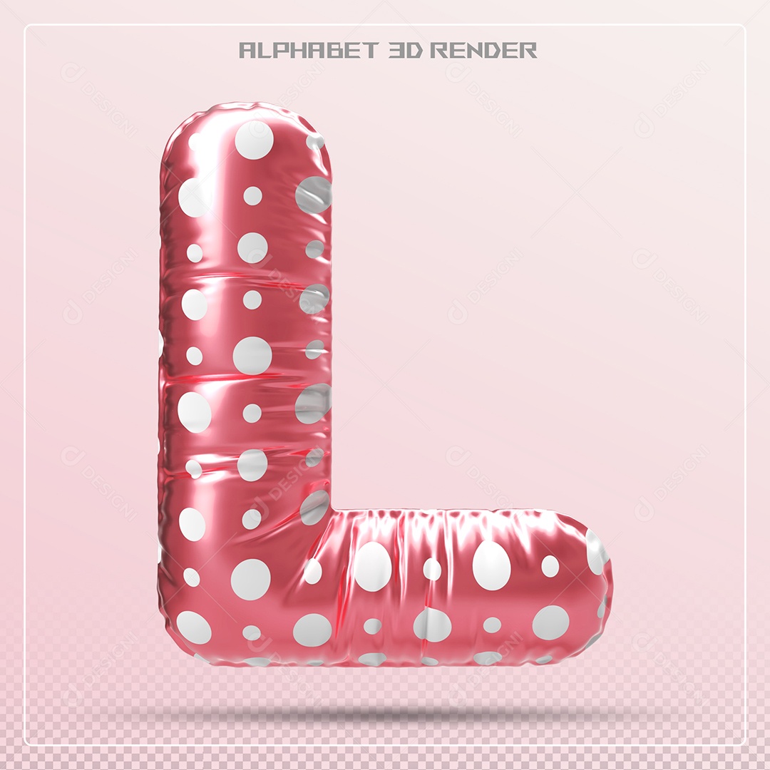 Letra 3D L Balão Vermelho Para Composição PSD