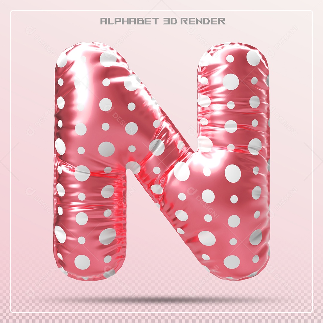 Letra 3D N Balão Vermelho Para Composição PSD