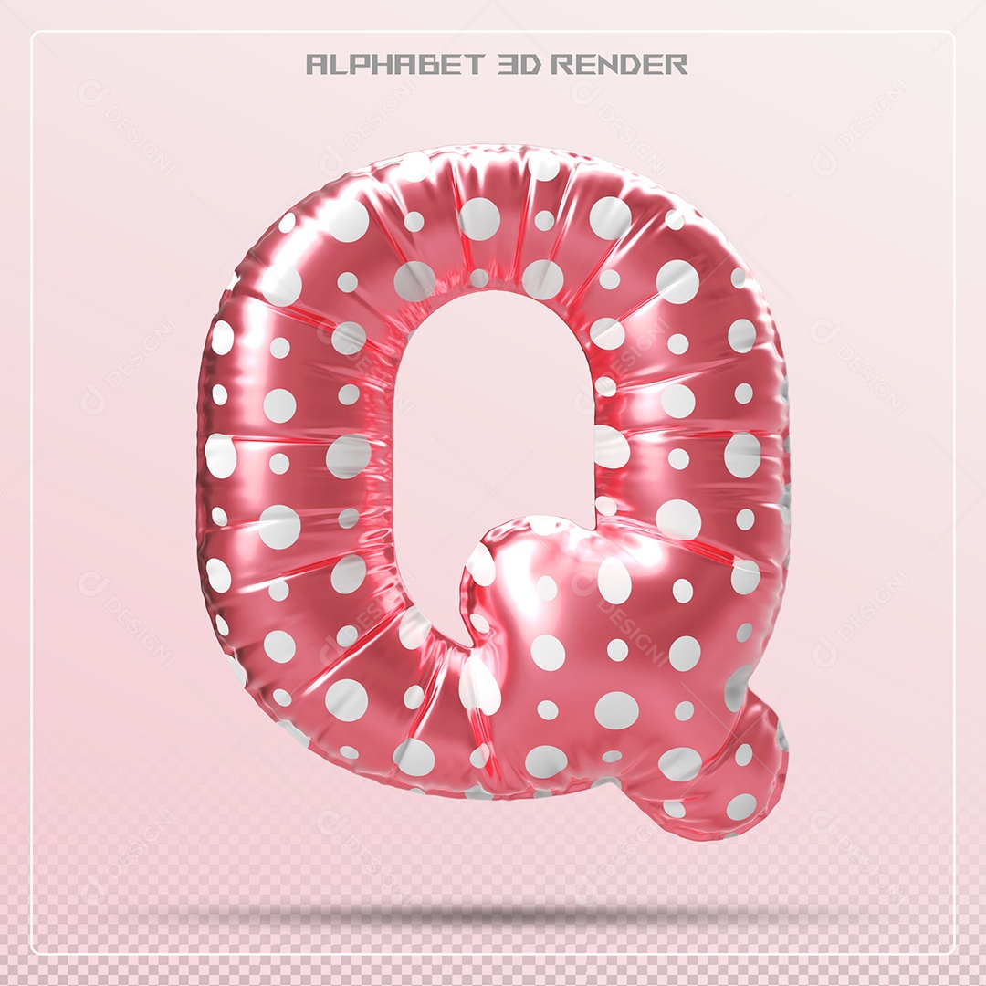 Letra 3D Q Balão Vermelho Para Composição PSD