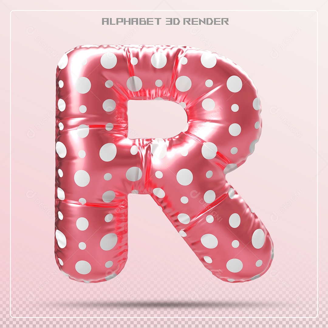 Letra 3D R Balão Vermelho Para Composição PSD