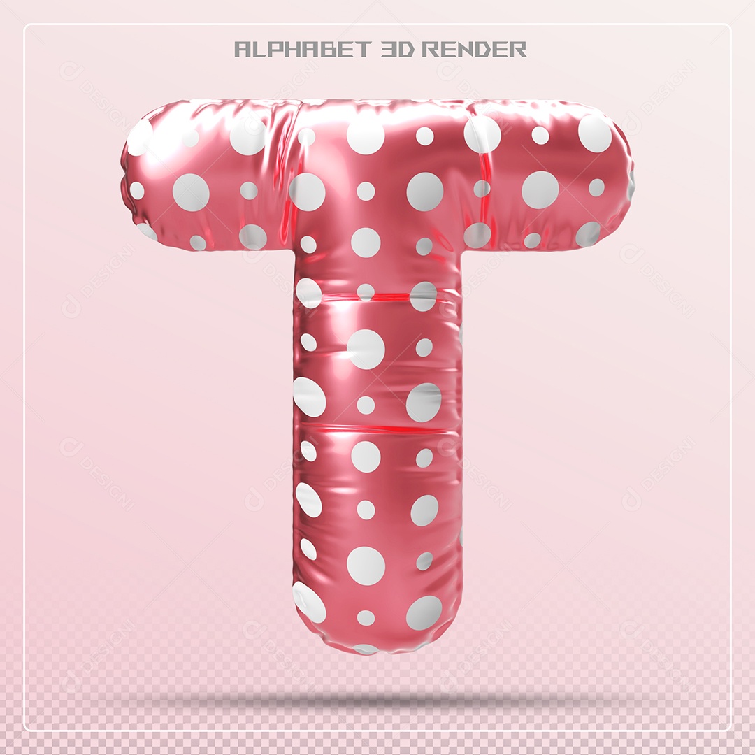 Letra 3D T Balão Vermelho Para Composição PSD