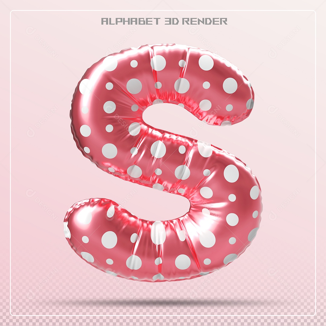 Letra 3D S Balão Vermelho Para Composição PSD