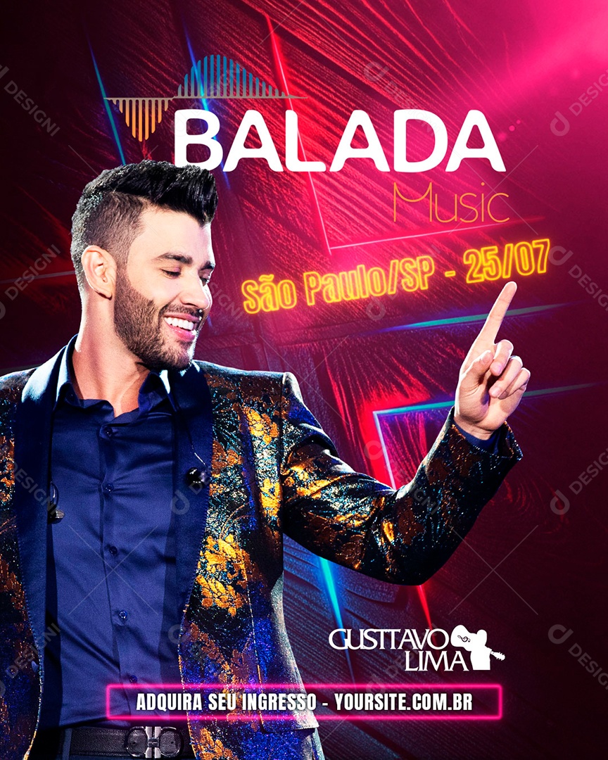 Gustavo Lima Flyer Post Show Divulgação de Datas Social Media PSD Editável