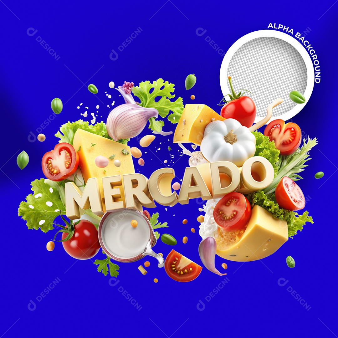 Mercado para Composição de Arte Elemento IA PSD