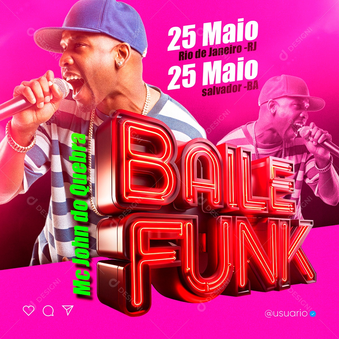 Social Media Flyer Baile Funk PSD Editável