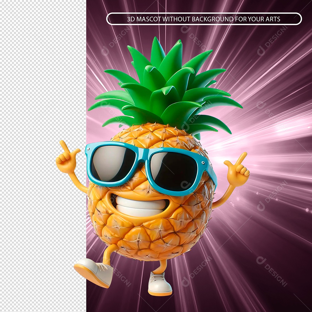 Abacaxi De Oculos Elemento 3D para Composição PSD