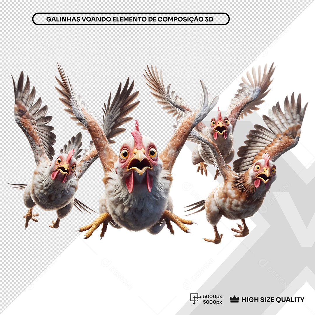 Galinha 3D Elemento para Composição PSD