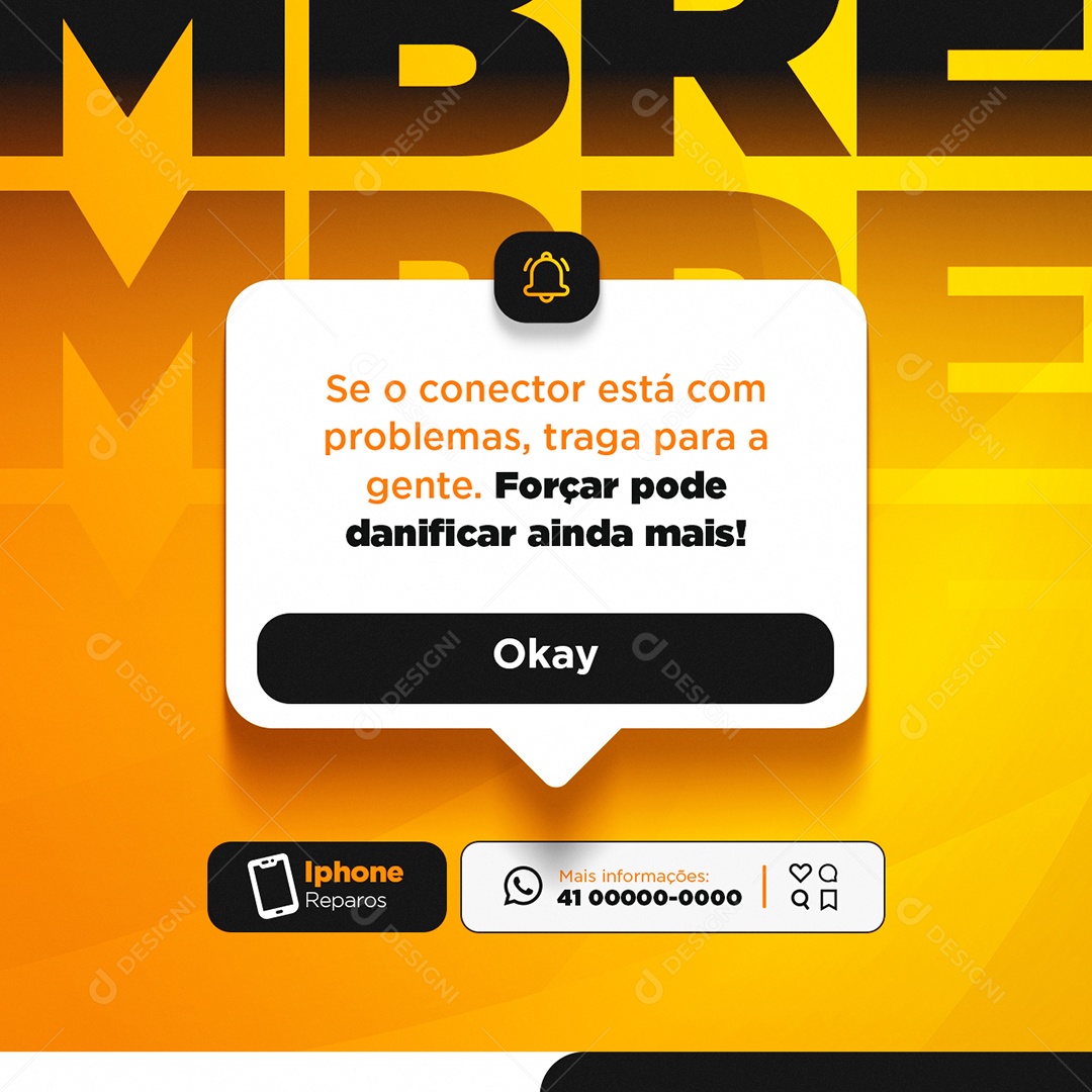 Assistência de Celular Se o Conector Está com Problemas Social Media PSD Editável