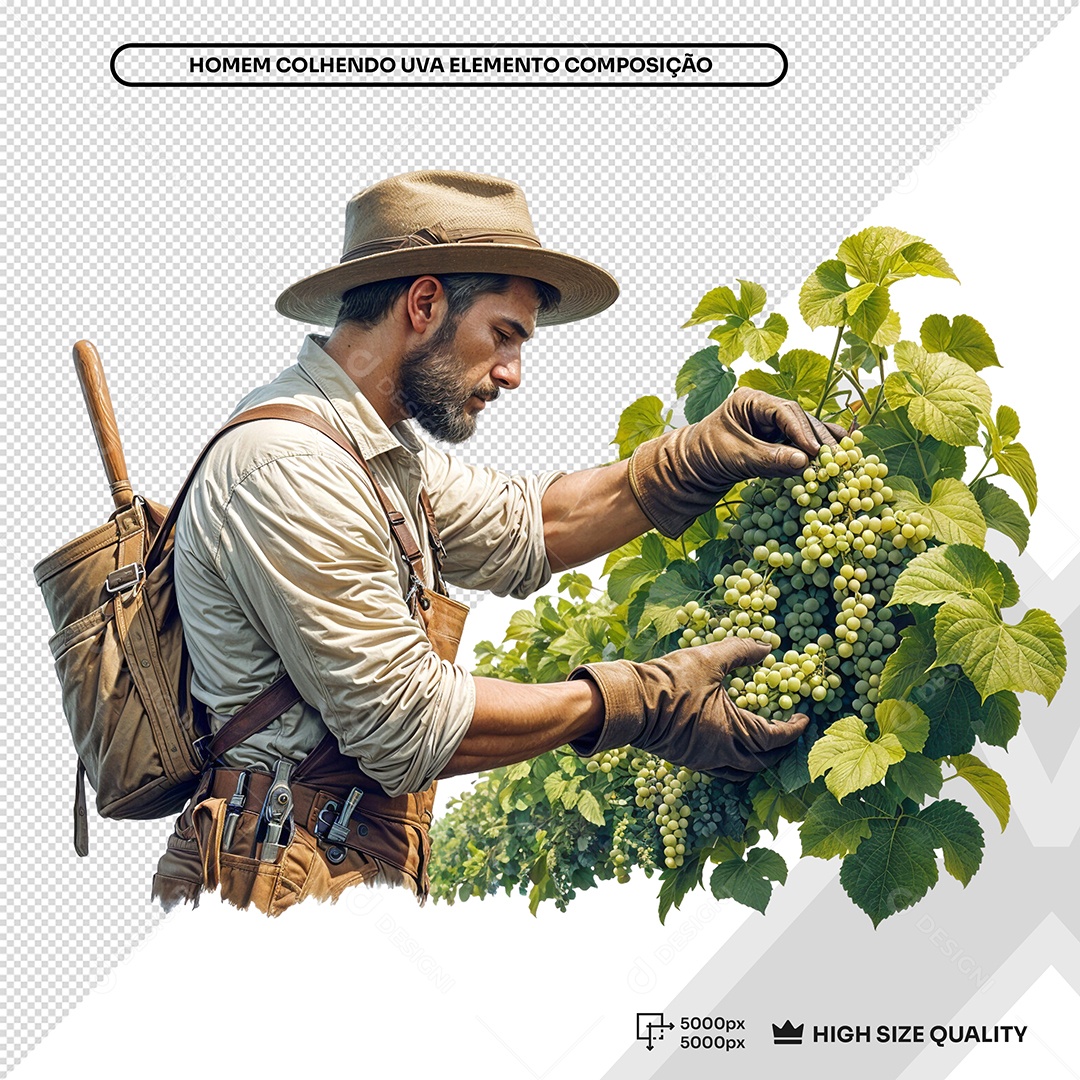 Pesonagem 3D Agricultor para Composição PSD